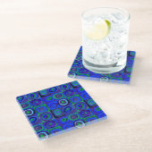 カンディンスキー Farbstudie Blue Quadrate Square Circle ガラスコースター (アングル)