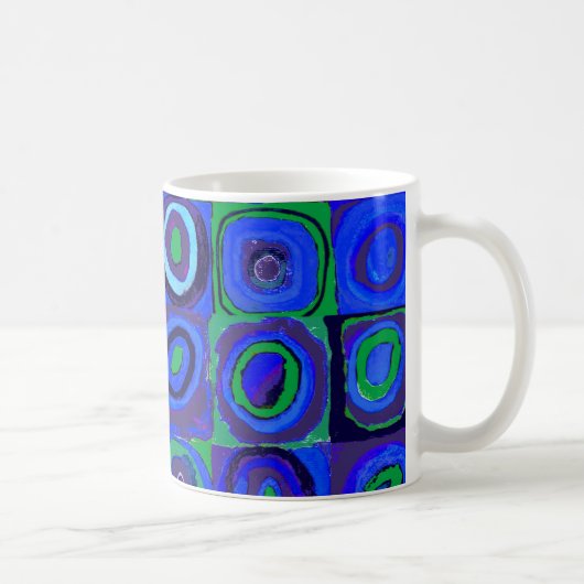 カンディンスキー Farbstudie Blue Quadrate Square Circle  コーヒーマグカップ (右)