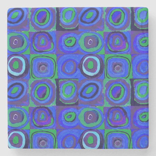 カンディンスキー Farbstudie Blue Quadrate Square Circle  ストーンコースター (正面)
