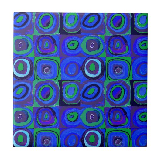 カンディンスキー Farbstudie Blue Quadrate Square Circle タイル (正面)