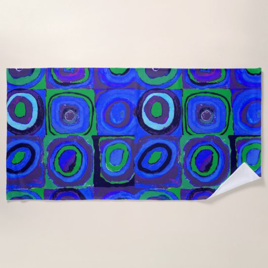 カンディンスキー Farbstudie Blue Quadrate Square Circle  ビーチタオル (正面)