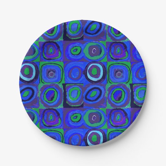 カンディンスキー Farbstudie Blue Quadrate Square Circle ペーパープレート (正面)
