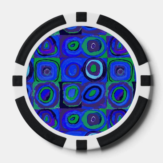 カンディンスキー Farbstudie Blue Quadrate Square Circle ポーカーチップ (正面)