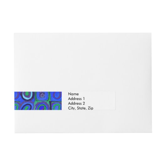 カンディンスキー Farbstudie Blue Quadrate Square Circle ラップアラウンド宛名ラベル (正面)