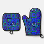 カンディンスキー Farbstudie Blue Quadrate Square Circle 鍋つかみ&鍋敷きセット (正面)