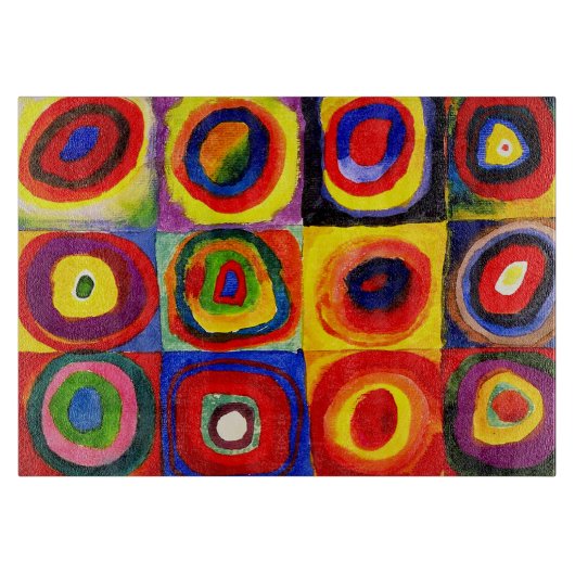 カンディンスキー Farbstudie Quadrate 四角形 円形 アート カッティングボード (正面)