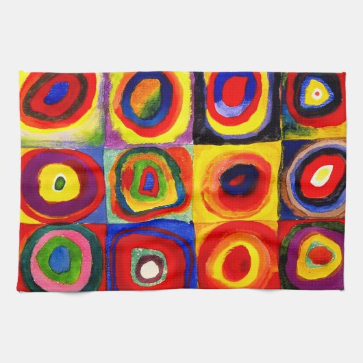 カンディンスキー Farbstudie Quadrate 四角形 円形 アート キッチンタオル (横)