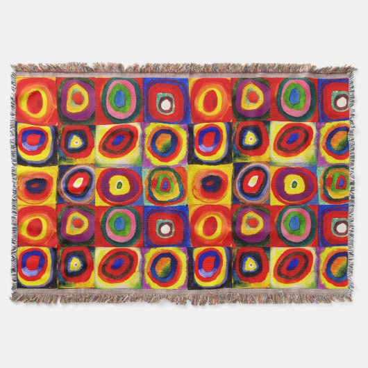 カンディンスキー Farbstudie Quadrate 四角形 円形 アート スローブランケット (正面)