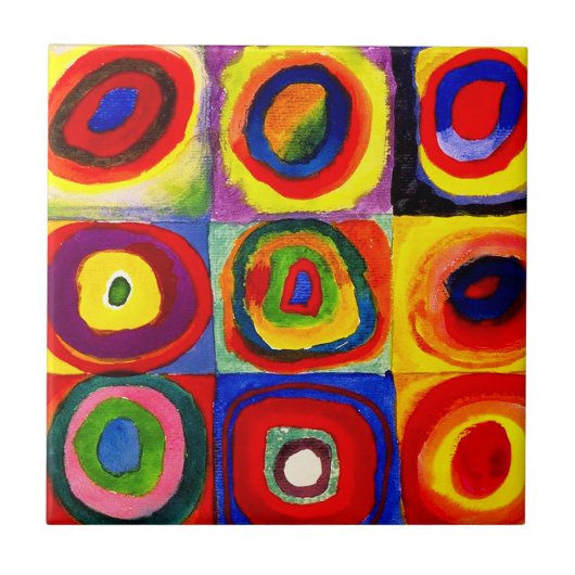 カンディンスキー Farbstudie Quadrate 四角形 円形 アート タイル (正面)