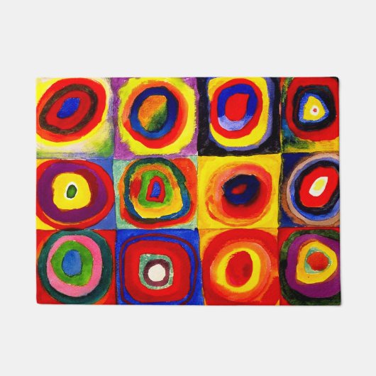 カンディンスキー Farbstudie Quadrate 四角形 円形 アート ドアマット (正面)