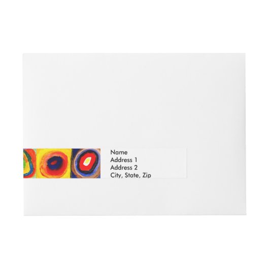 カンディンスキー Farbstudie Quadrate 四角形 円形 アート ラップアラウンド宛名ラベル (正面)