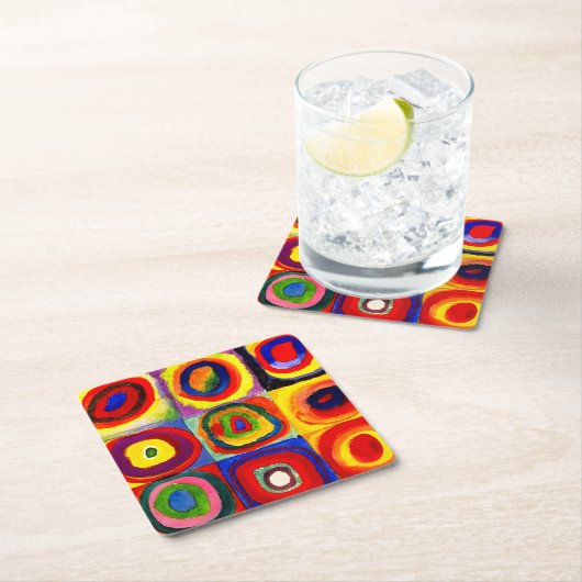 カンディンスキーFarbstudieクアドレイトスクウェア円アート スクエアペーパーコースター (インサイチュ)