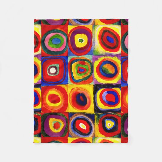 カンディンスキーFarbstudieクアドレイトスクウェア円アート フリースブランケット (正面)