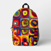 カンディンスキーFarbstudieクアドレイトスクウェア円アート プリントバックパック (正面)