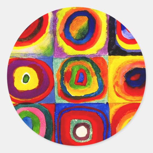 カンディンスキーFarbstudieクアドレイトスクウェア円アート ラウンドシール (正面)