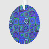 カンディンスキーFarbstudieブルークアッドレートスクエアサークル オーナメント (正面)