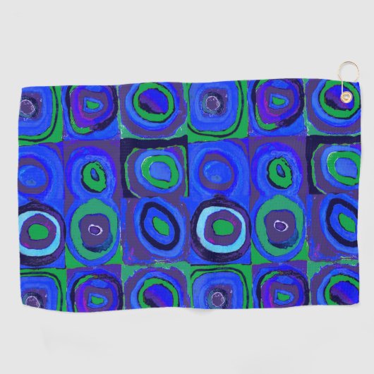 カンディンスキーFarbstudieブルークアッドレートスクエアサークル ゴルフタオル (横)