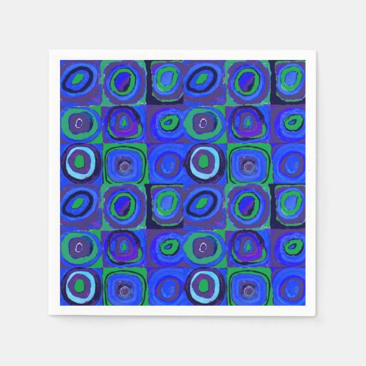 カンディンスキーFarbstudieブルークアッドレートスクエアサークル スタンダードカクテルナプキン (正面)