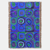 カンディンスキーFarbstudieブルークアッドレートスクエアサークル スローブランケット (正面縦)