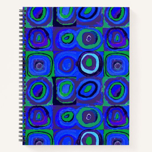 カンディンスキーFarbstudieブルークアッドレートスクエアサークル ノートブック (正面)