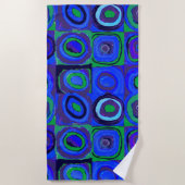 カンディンスキーFarbstudieブルークアッドレートスクエアサークル ビーチタオル (正面)