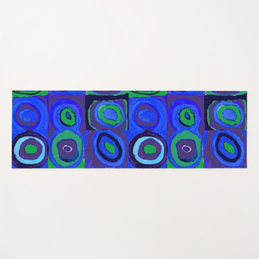 カンディンスキーFarbstudieブルークアッドレートスクエアサークル ヨガマット (正面(横))