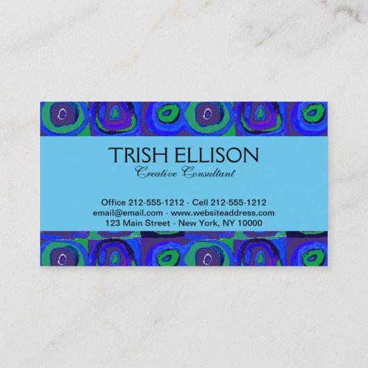 カンディンスキーFarbstudieブルークアッドレートスクエアサークル 名刺 (裏面)