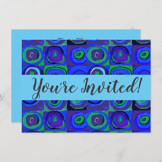 カンディンスキーFarbstudieブルークアッドレートスクエアサークル 招待状 (正面/裏面)