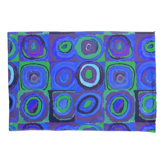 カンディンスキーFarbstudieブルークアッドレートスクエアサークル 枕カバー (正面)