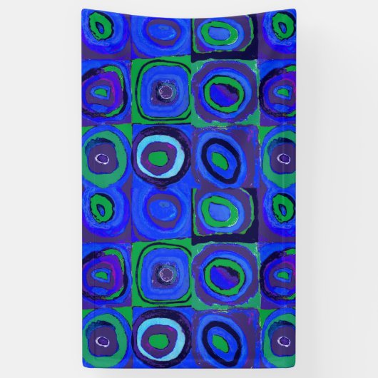 カンディンスキーFarbstudieブルークアッドレートスクエアサークル 横断幕 (縦)