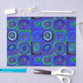 カンディンスキーFarbstudieブルークアッドレートスクエアサークル 薄葉紙 (クラフト)