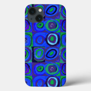 カンディンスキーFarbstudieブルークアッドレートスクエアサークル iPhone 13ケース