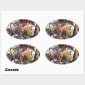 カンディンスキーMoscow Iシティスケープ絵画抽象芸術 楕円形シール (シート)