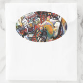 カンディンスキーMoscow Iシティスケープ絵画抽象芸術 楕円形シール (バッグ)