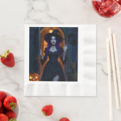 カンデラブラハロウィーンの美しい魔女 縁ありランチョンナプキン (インサイチュ)