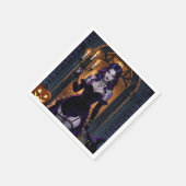 カンデラブラハロウィーンを持つ黒と紫の魔女 スタンダードカクテルナプキン (角)