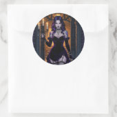 カンデラブラハロウィーンを持つ黒と紫の魔女 ラウンドシール (バッグ)