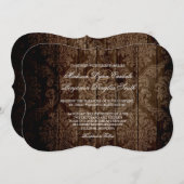 カントエレガントリー素朴ダマスク結婚式招待状 招待状 (正面/裏面)