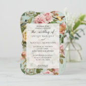 カントエレガントリー・シック・ピンク・ローズ・フラワー・バ結婚ードズ 招待状 (スタンド正面)