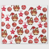 カントパーソナライズされたリーオウルズホリデー ラッピングペーパー (フラット)