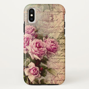 カントフランスのリーシック,みすぼらしいシック,ピンクのバラ,植物 iPhone X ケース