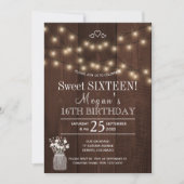 カントラ素朴イライト納屋の木材sweet sixteen 招待状 (正面)
