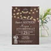 カントラ素朴イライト納屋の木材sweet sixteen 招待状 (スタンド正面)