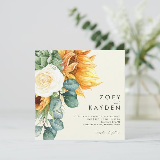 カントリはっきりしたンヒマワライトイエロースクエア結婚ズ 招待状 (スタンド正面)