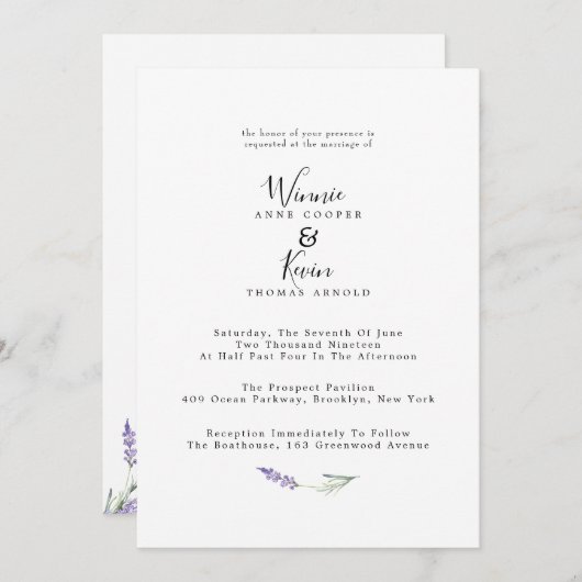 カントリエレガントラベンダー結婚ズ 招待状 (正面/裏面)