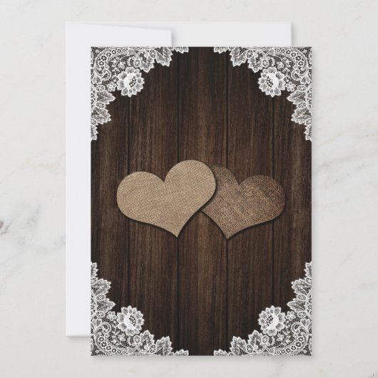 カントリエレガントーバーラップフローラレースウッド結婚ズ セーブザデート (裏面)