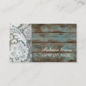 カントリエレガントー素朴ホワイトレースブルーバーンウッド 名刺 (正面)