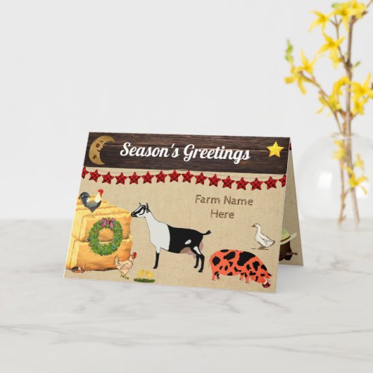 -カントリパーソナライズされたークリスマスアルペンヤギ カード (黄色い花)