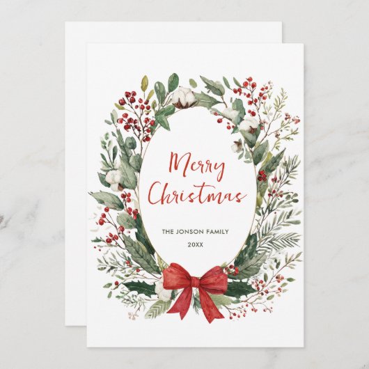 カントリファンキーーレトロボホクリスマスリースホリデイ シーズンカード (正面/裏面)