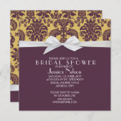カントリフランスのースタイルダマスクブライダルシャワー 招待状 (正面/裏面)